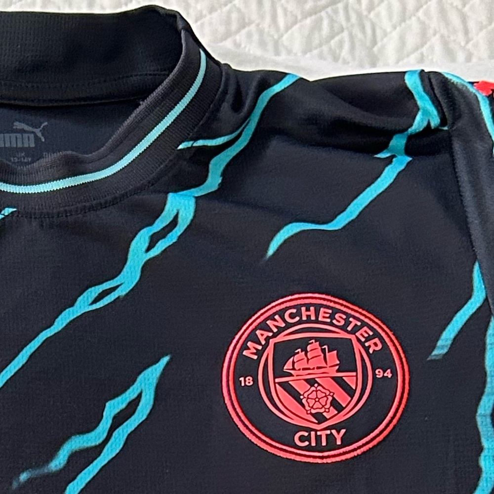 Puma Manchester City Black and Aqua Jersey